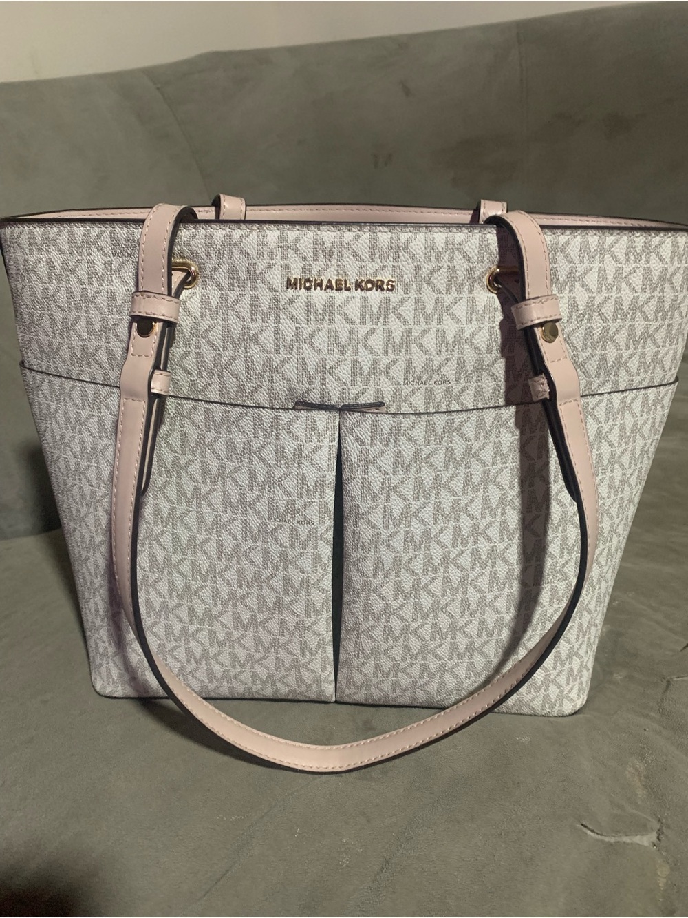 Michael Kors Light Pink MK Logo Tote with Gold Hardware